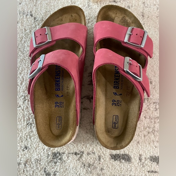 Arizona Birkenstocks Big Buckle Mauve Pink Leather Slip-on Slides Sandals 39 - Picture 3 of 10